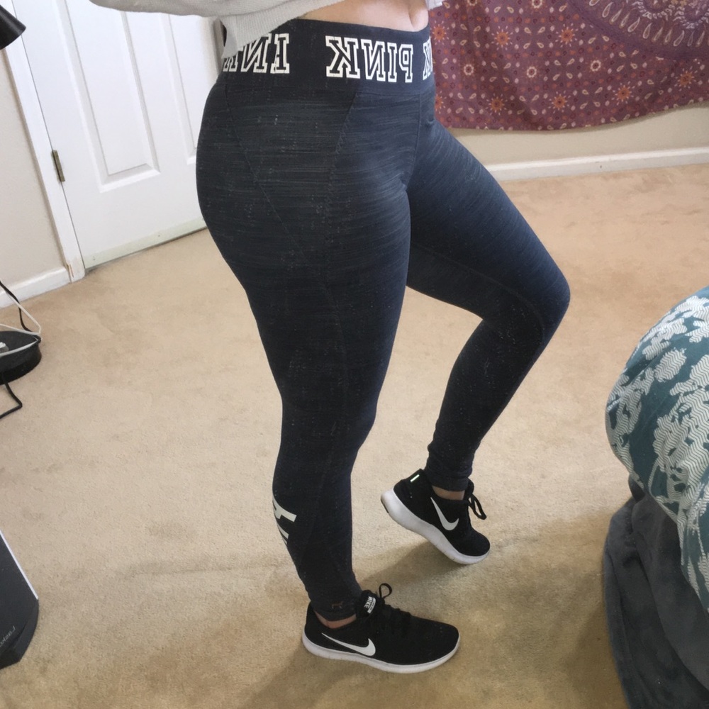 VS PINK grey stripe leggings, small